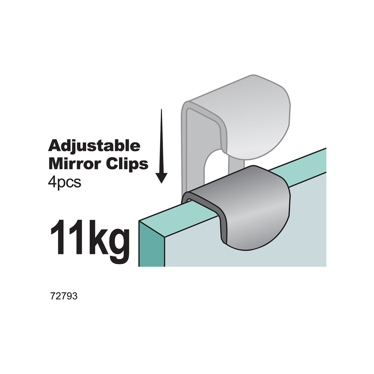 Everhang Mirror Clips - 11kg - Steel - Easy Installation