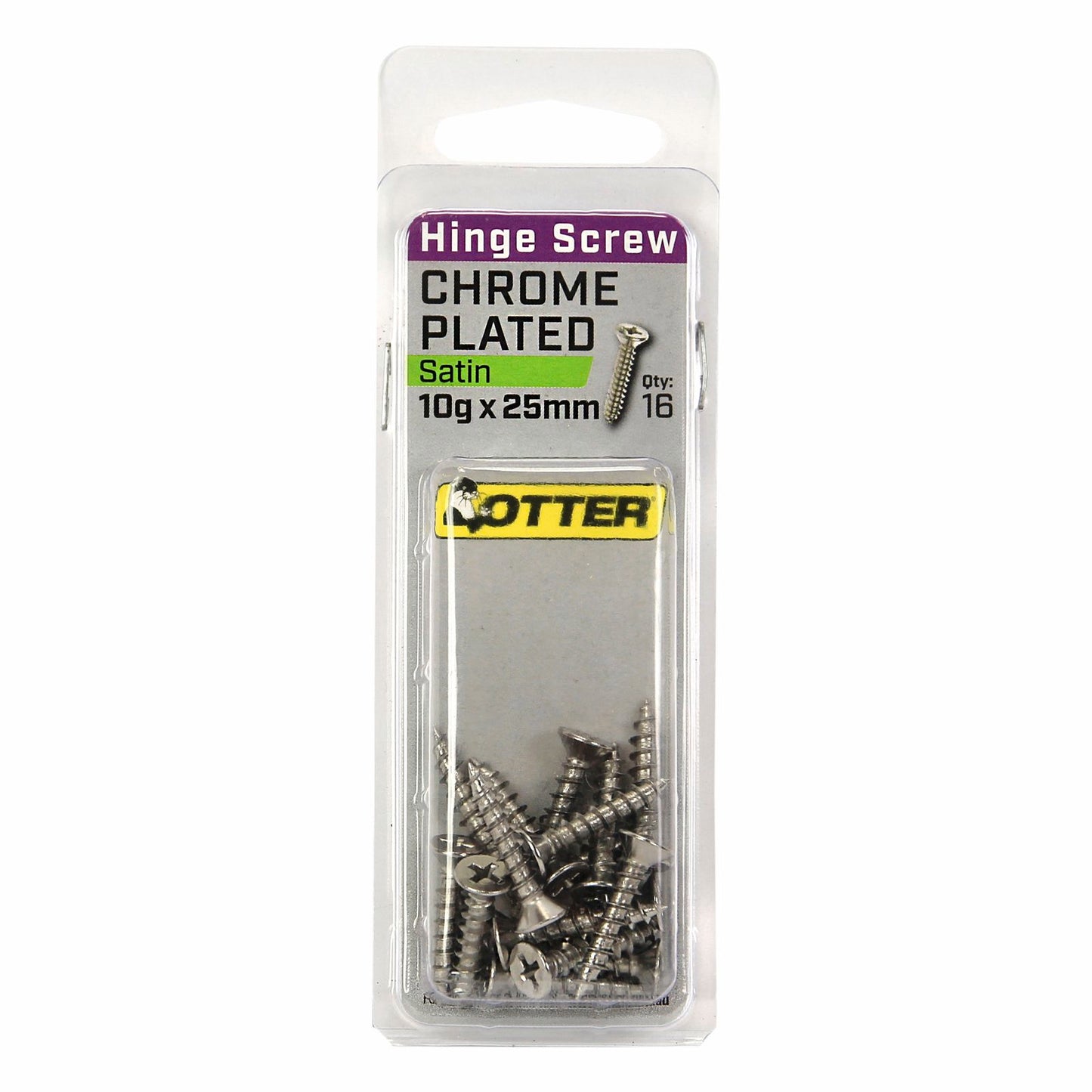 Otter Satin Chrome Hinge Screws - 10 x 25mm - 16 Pack
