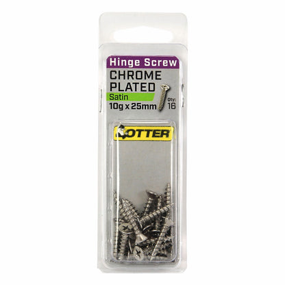 Otter Satin Chrome Hinge Screws - 10 x 25mm - 16 Pack