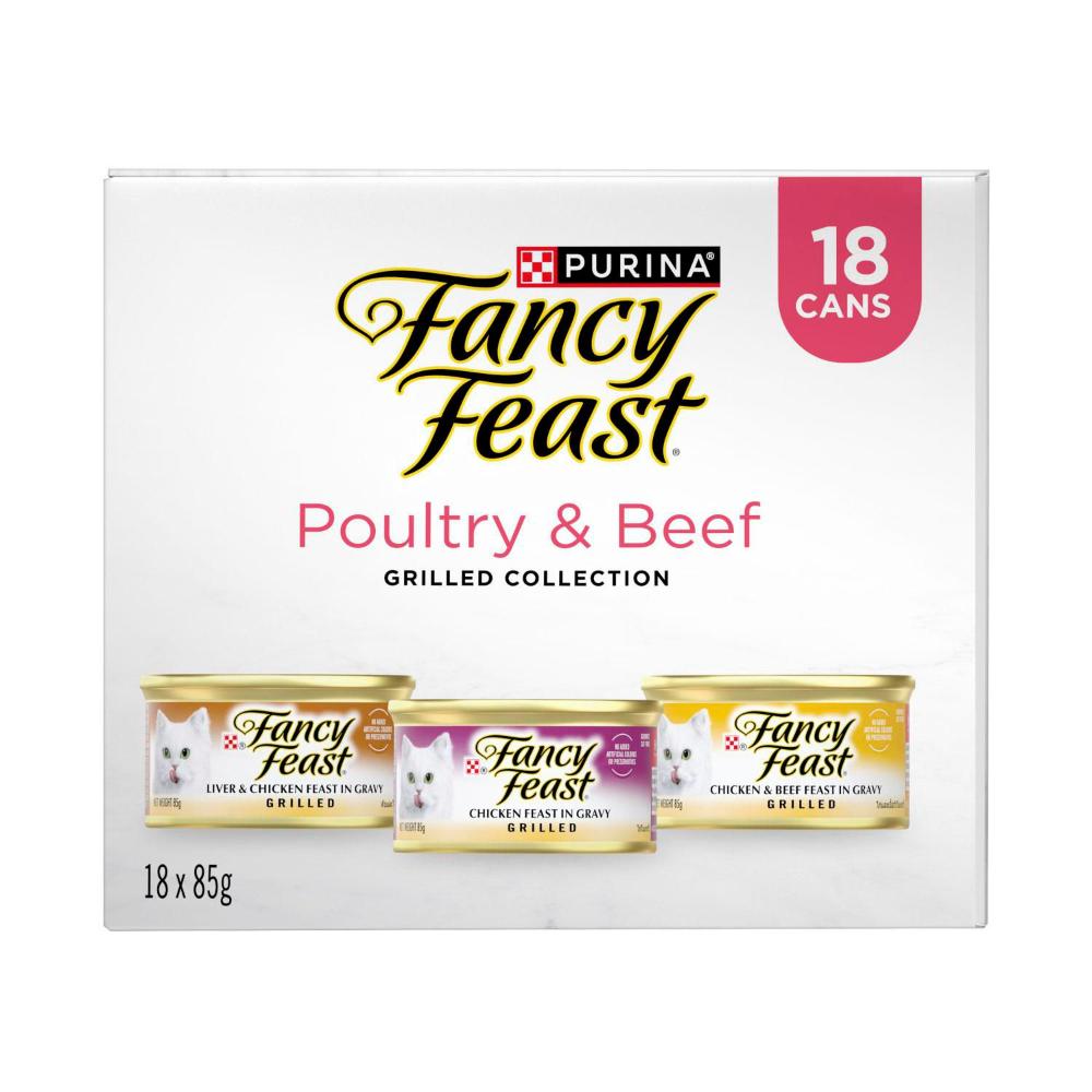 Fancy Feast Grilled Poultry & Beef Collection Variety Pack Cat Food 18x85g - 18 Pack