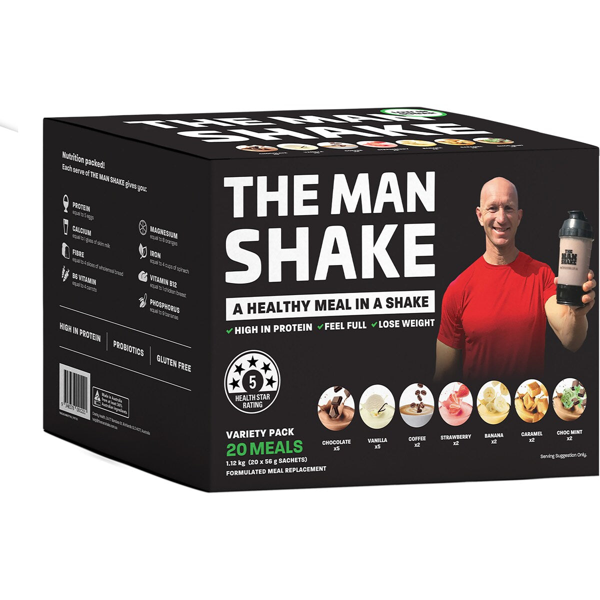 The Man Shake Formulated Meal Replacement Variety Pack 56g X 20 Pack