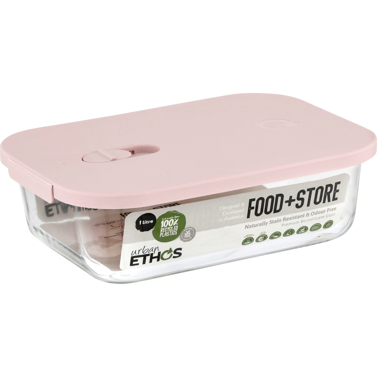 Urban Ethos Rectangular Glass Container 1l Assorted Each