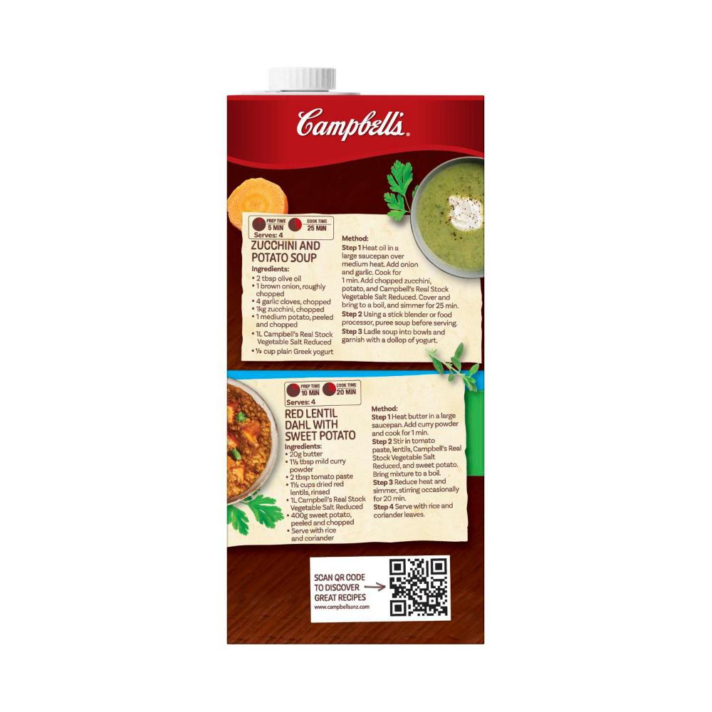 Campbell's Real Stock Vegetable Stock Salt Reduced - 1L