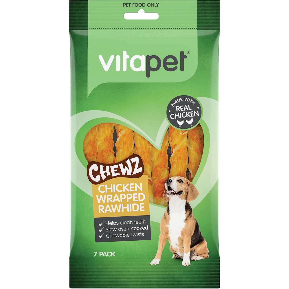 Vita Pet Chewz Chicken Wrapped Rawhide Twist Dog Treats 7 Pack