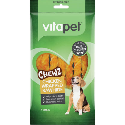 Vita Pet Chewz Chicken Wrapped Rawhide Twist Dog Treats 7 Pack