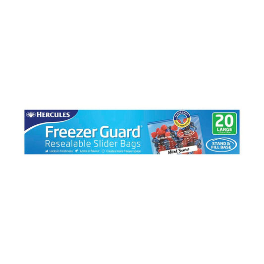 Hercules Freezerguard Resealable Large Slider Bags - 20 Pack