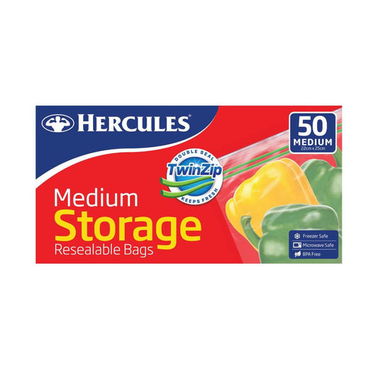 Hercules Twinzip Medium Storage Resealable Bags - 50 Pack