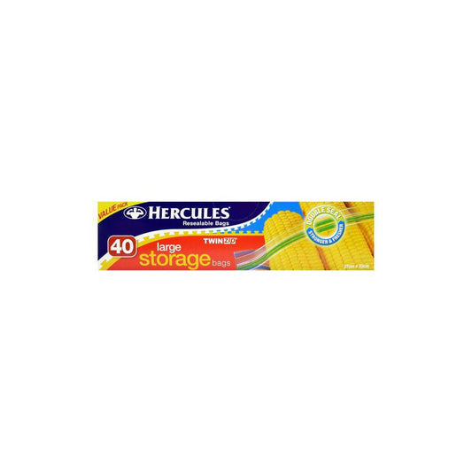 Hercules Twinzip Large Storage Resealable Bags - 40 Pack