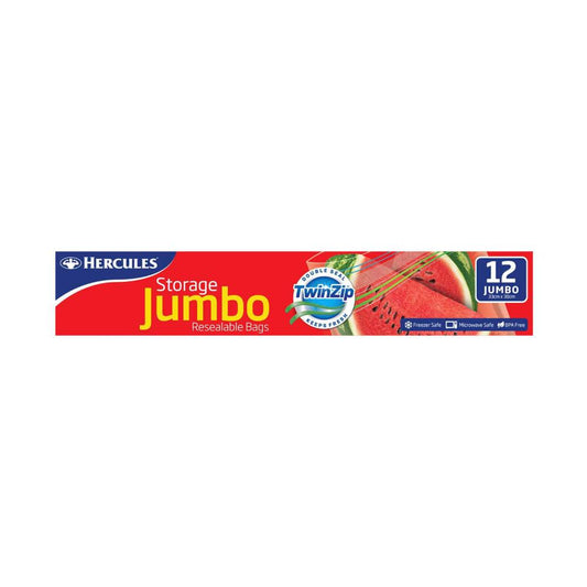 Hercules Twinzip Jumbo Storage Resealable Bags - 8 Pack