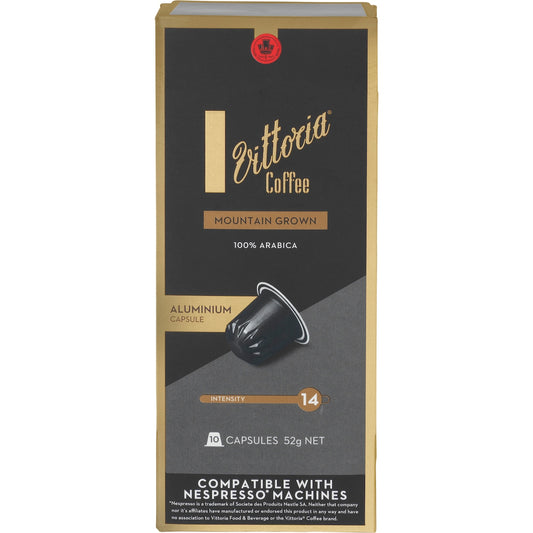 Vittoria Mountain Grown Nespresso Compatible Coffee Capsules 10 Pack