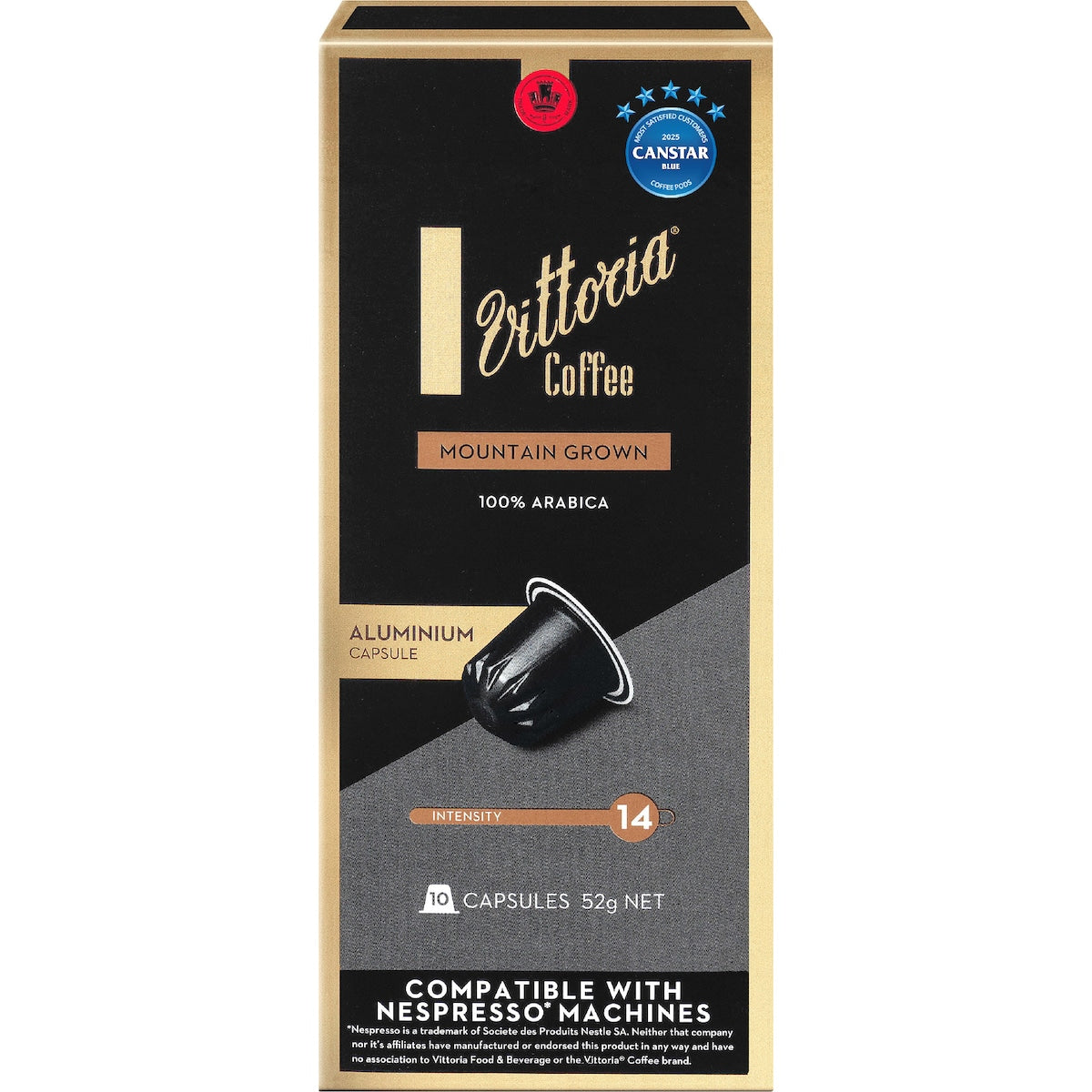 Vittoria Mountain Grown Nespresso Compatible Coffee Capsules 10 Pack