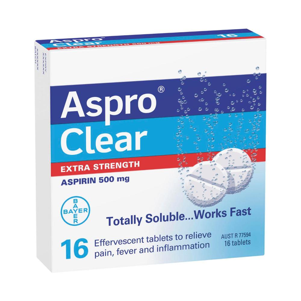 Aspro ear Extra Strength Pain Relief Aspirin 16 Soluble Effervescent Tablets - 1 Pack