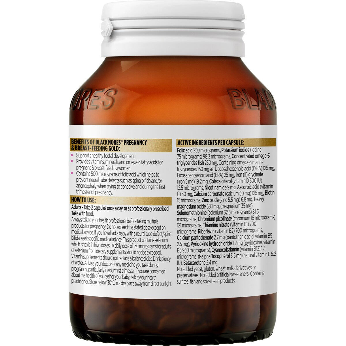 Blackmores Pregnancy & Breastfeeding Gold Vitamin Capsules 60 pack
