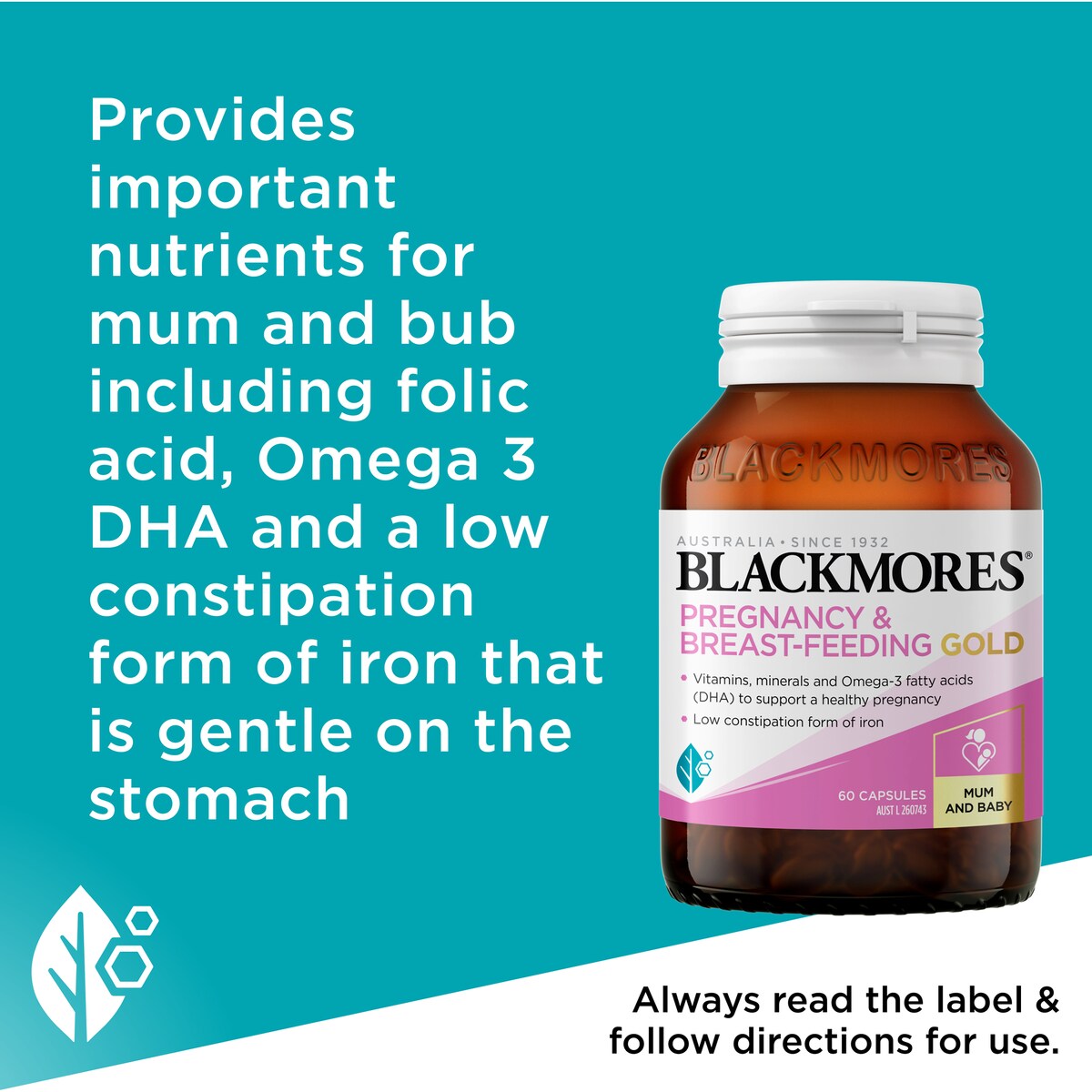 Blackmores Pregnancy & Breastfeeding Gold Vitamin Capsules 60 pack