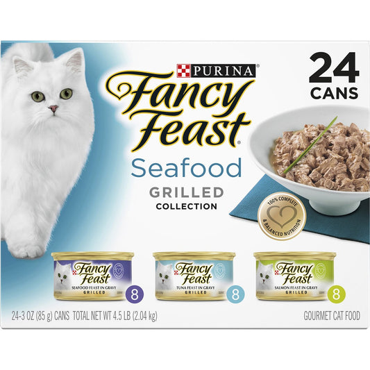 Fancy Feast Seafood Grilled Gourmet Cat Food Tins 85g X 24 Case