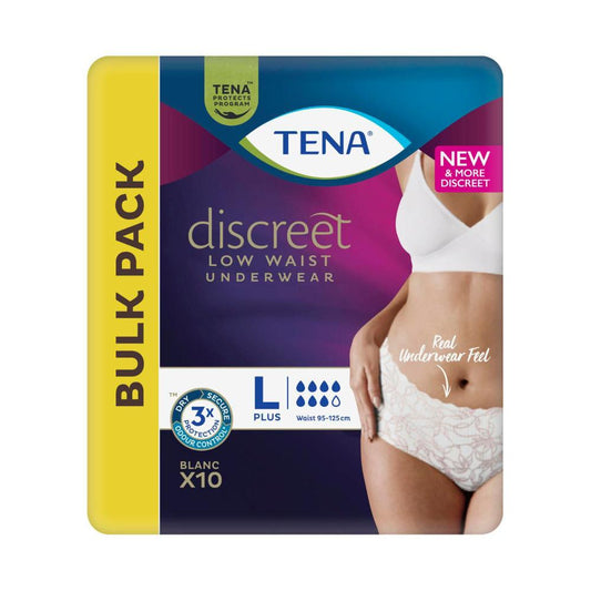 Tena Discreet Pants Low Waist Blanc Size L - 10 Pack