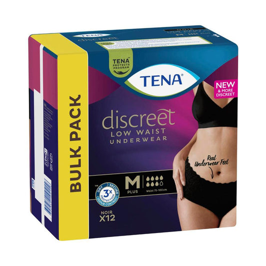 Tena Discreet Pants Lw Noir Size M - 12 Pack
