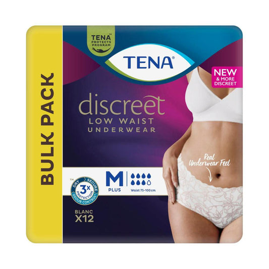 Tena Discreet Pants Low Waist Blanc Size M - 12 Pack