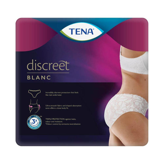 Tena Discreet Pants Low Waist Blanc Size M - 12 Pack