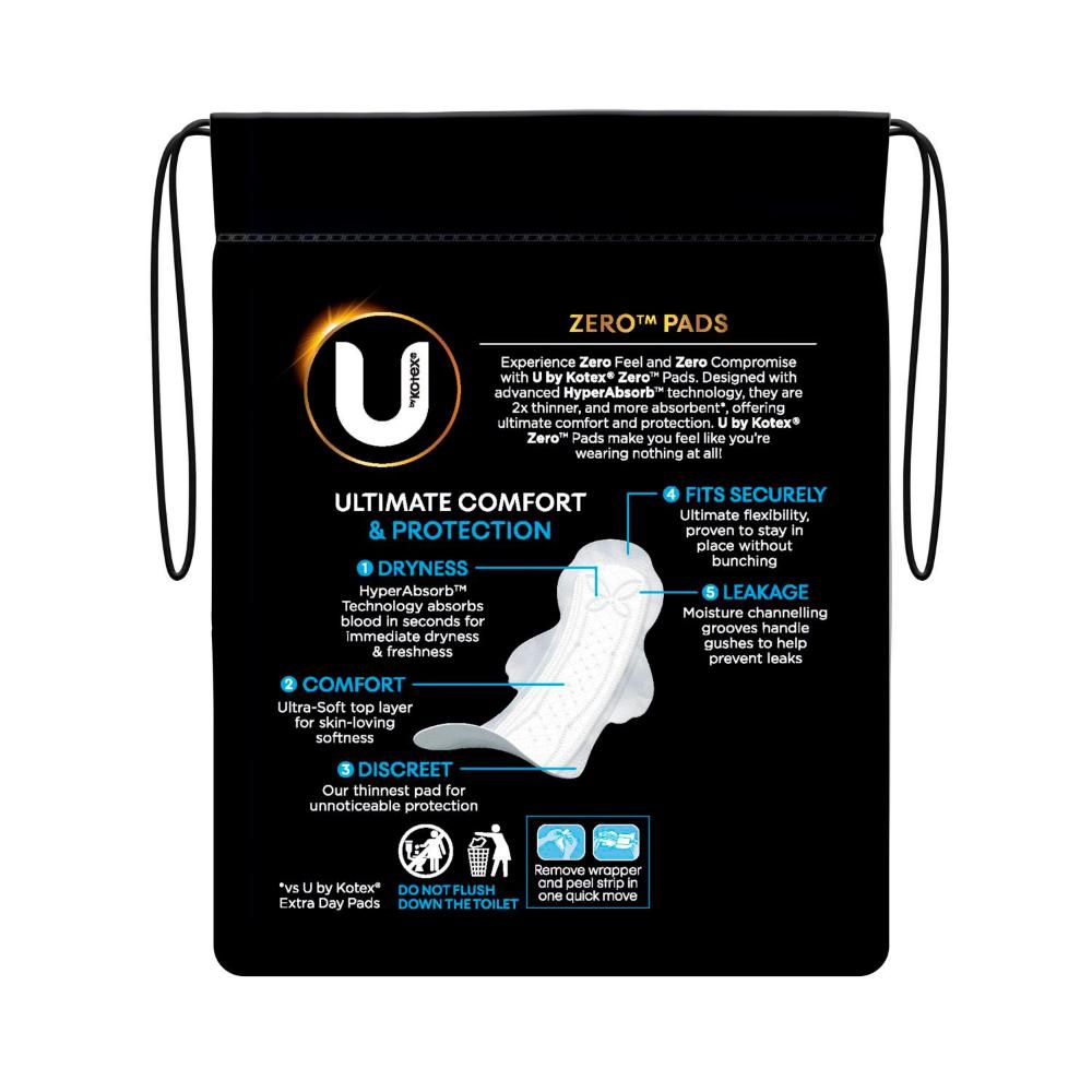 U By Kotex Pads Regular With Wings - 12 Pack
