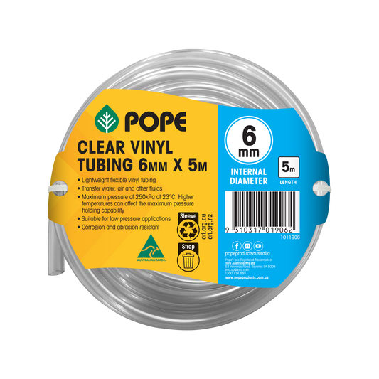 Pope Clear Vinyl Tubing - 6mm x 5m