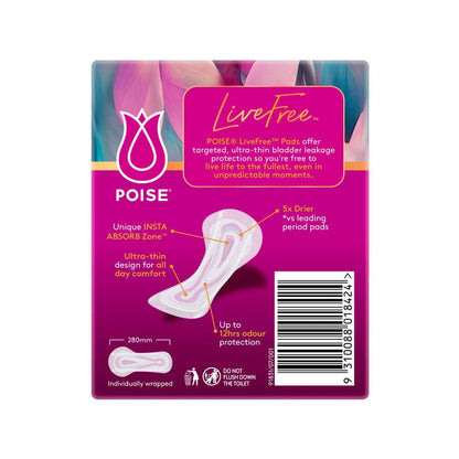 Poise Live Free Pads Super No Wings - 12 Pack