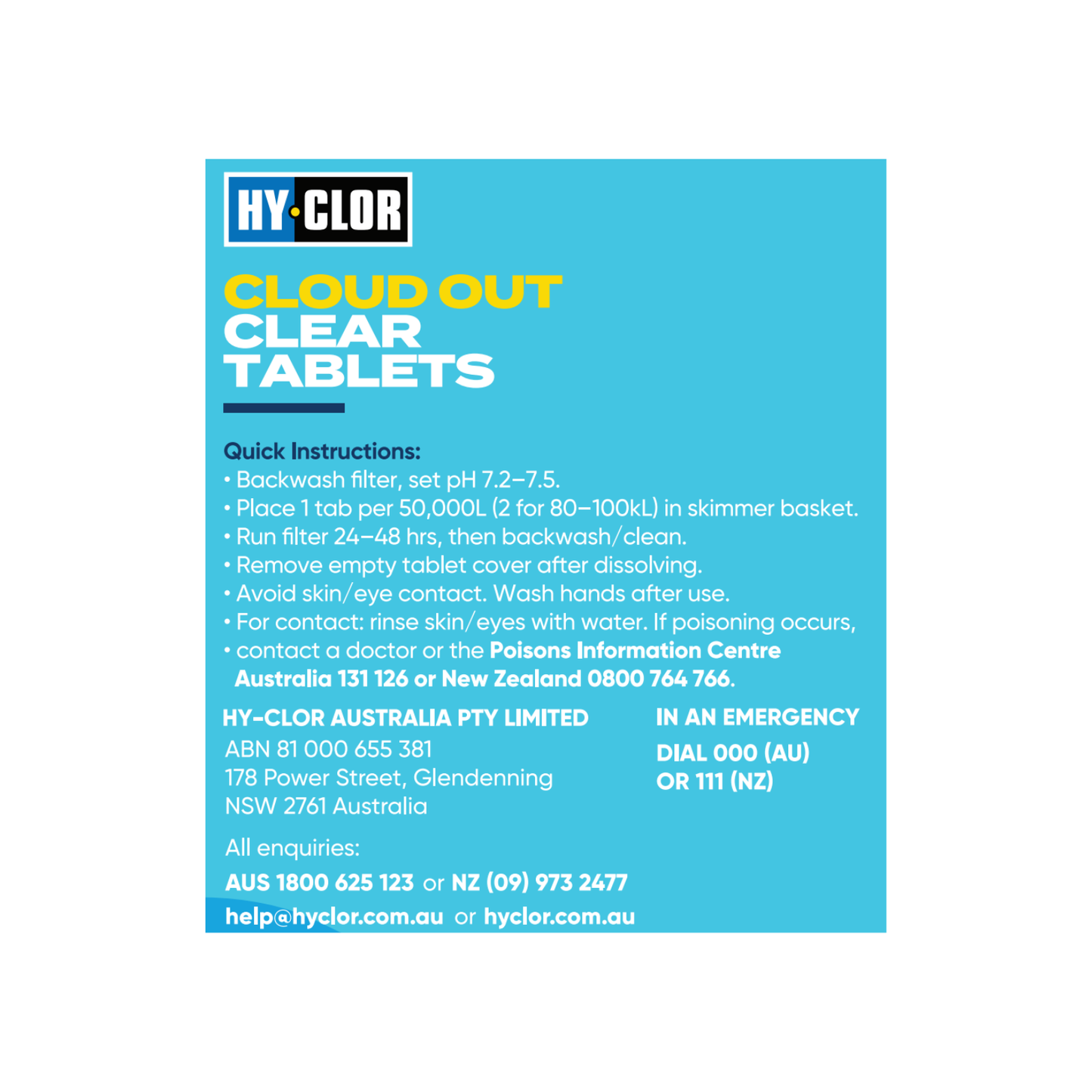 Hy-Clor Cloud Out Tablets - 2 Pack