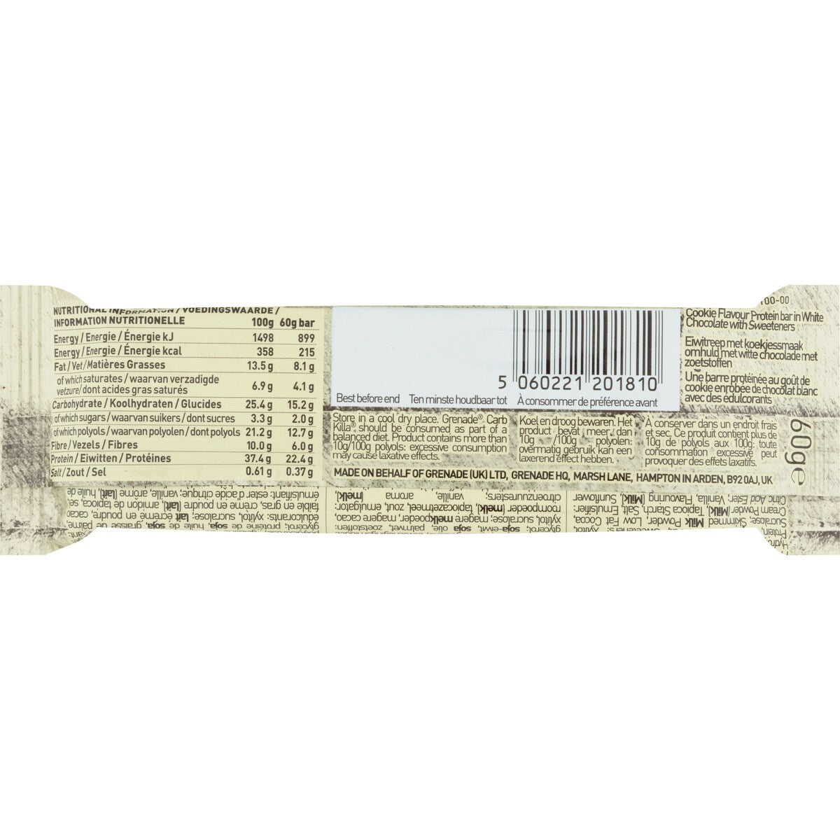 Grenade White Chocolate Cookie Protein Bar 60g