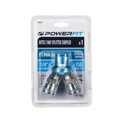 Powerfit Nitto 2-Way Splitter Coupler - 1/4" BSP - 150PSI