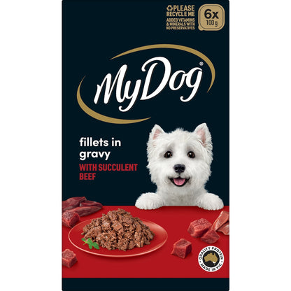 My Dog Fillets In Gravy Succulent Beef Wet Food 100g X 6 Pack