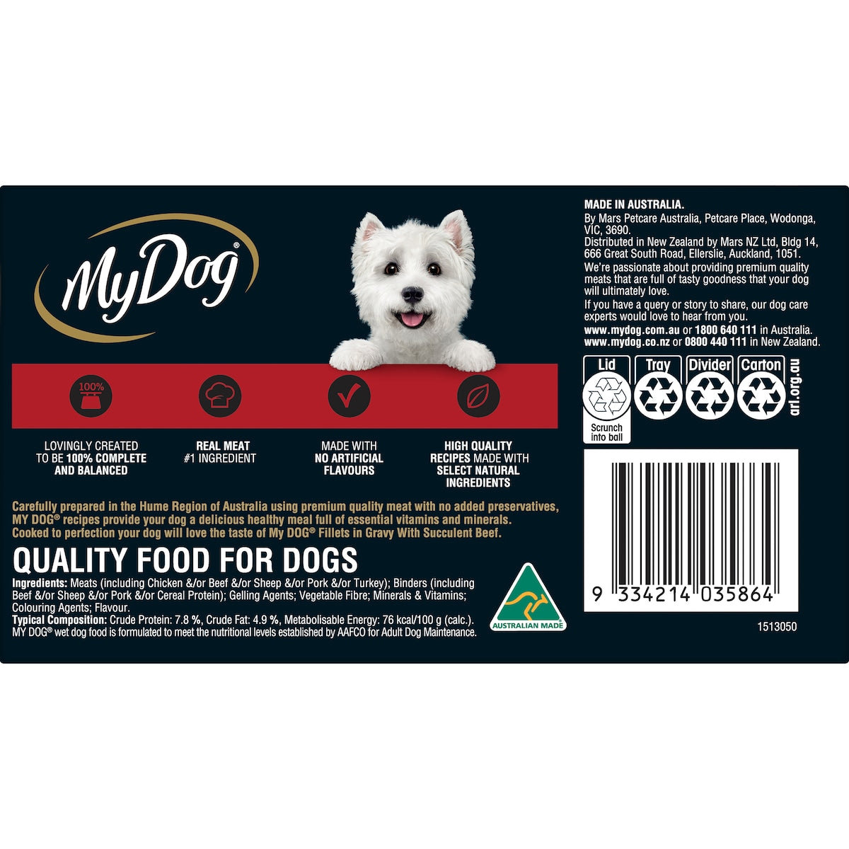 My Dog Fillets In Gravy Succulent Beef Wet Food 100g X 6 Pack