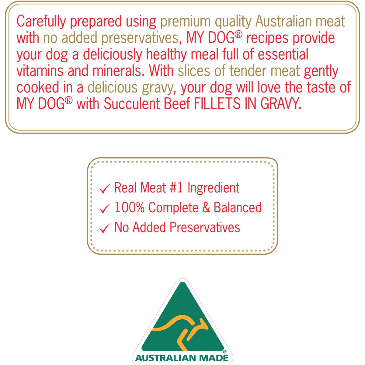 My Dog Fillets In Gravy With Succulent Beef Wet Dog Food 6 Pack x 100g