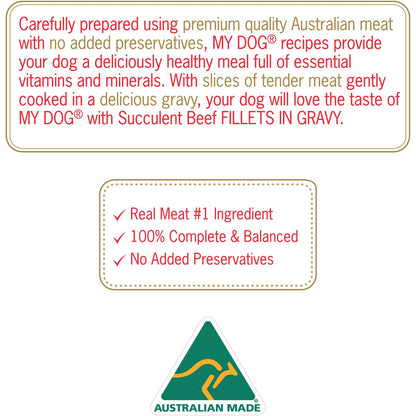 My Dog Fillets In Gravy With Succulent Beef Wet Dog Food 6 Pack x 100g
