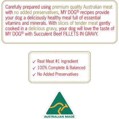 My Dog Fillets In Gravy Succulent Beef Wet Food 100g X 6 Pack