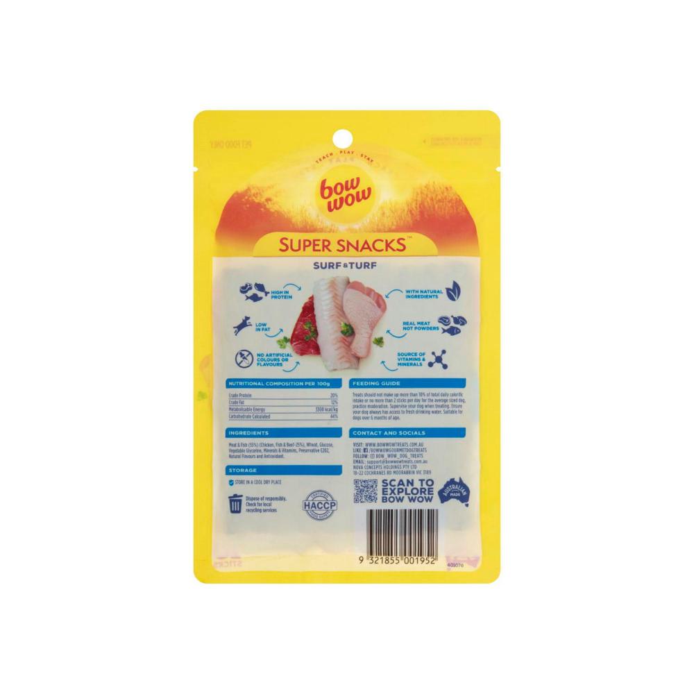 Bow Wow Super Snacks Surf & Turf With Fish & Beef Sticks Dog Treats - 10 Pack