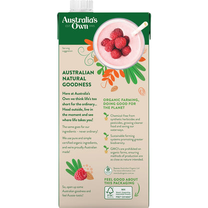 Australias Own Unsweetened Organic Almond Long Life Milk Uht 1l
