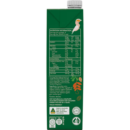 Australias Own Unsweetened Organic Almond Long Life Milk Uht 1l
