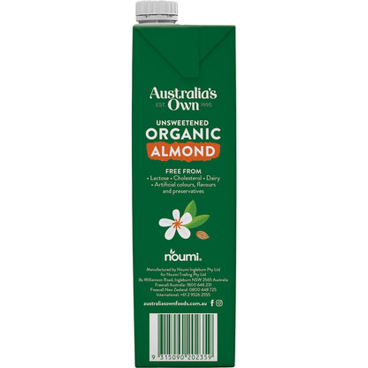 Australias Own Unsweetened Organic Almond Long Life Milk Uht 1l
