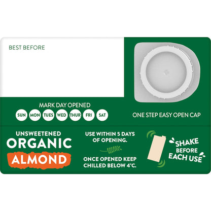 Australias Own Unsweetened Organic Almond Long Life Milk Uht 1l