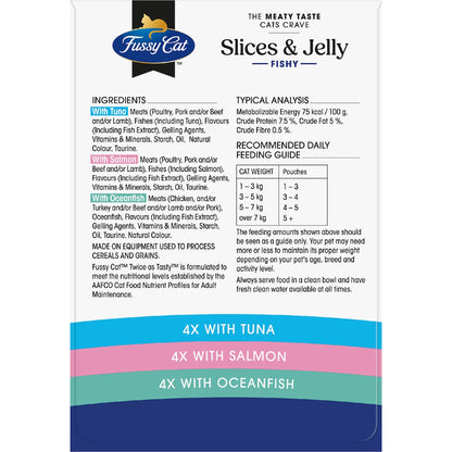 Fussy Cat Fishy Slices & Jelly Wet Cat Food 80g X 12 Pack