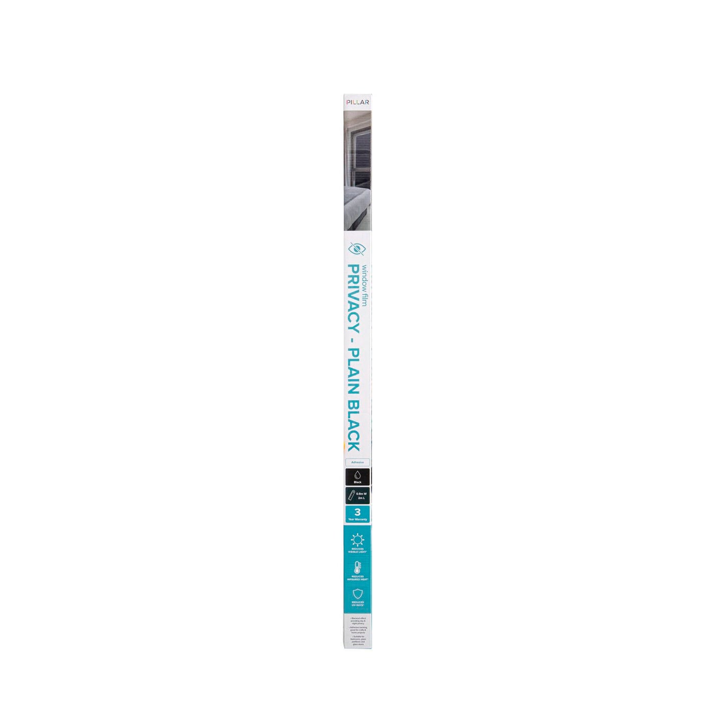 Pillar Black Adhesive Blackout Window Film - 9 x 2m