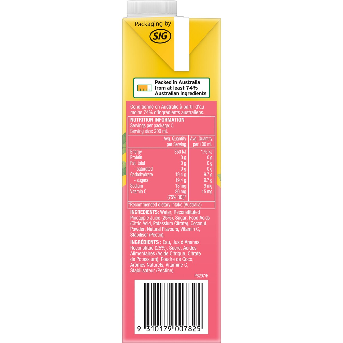 Golden Circle Drinks Pine Coconut Flavoured Fruit Drink 1l