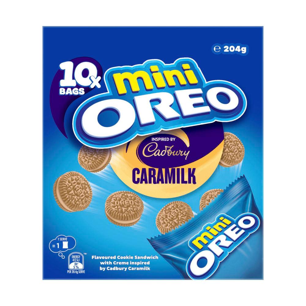 Oreo Mini Sandwich Biscuits Inspired By Cadbury Caramilk Multipack - 204g