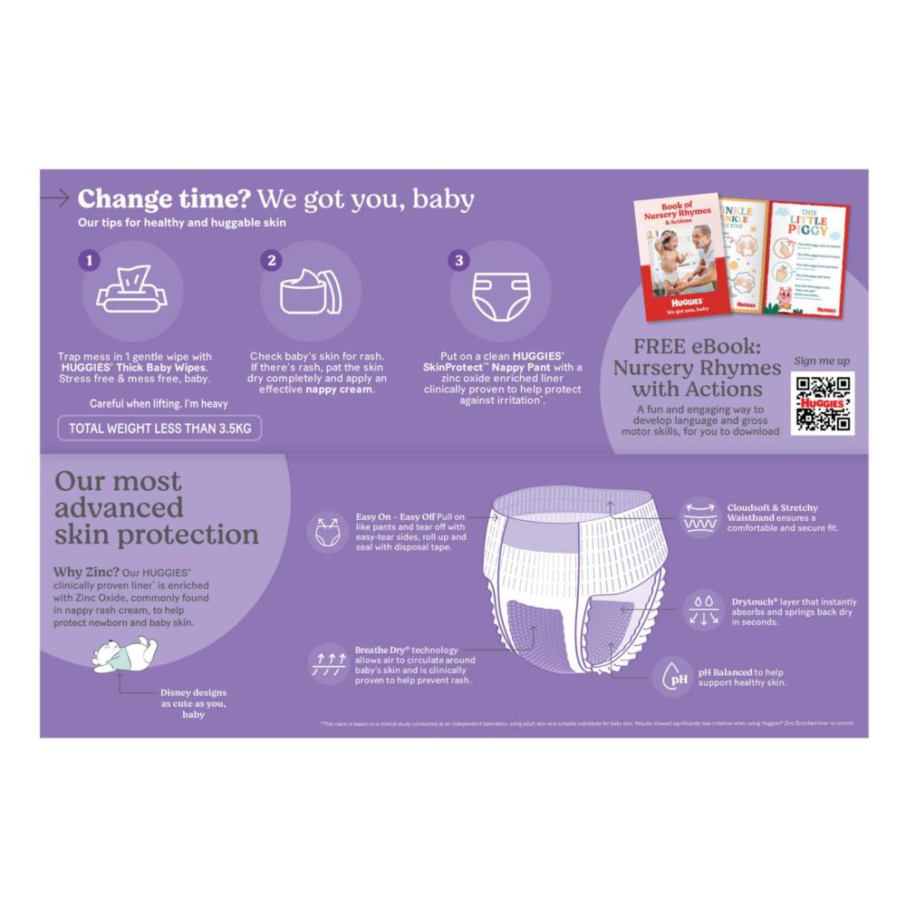 Huggies Skin Protect Nappy Pants Size 4 - 58 Pack