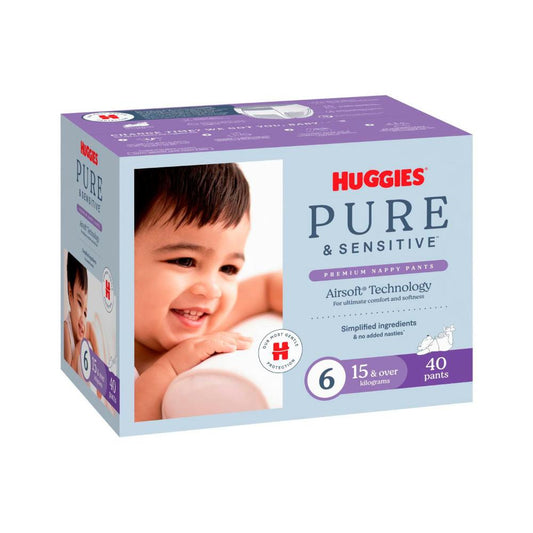 Huggies Pure And Sensitive Nappy Pants Size 6: 40 Pack - 40 Pack