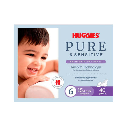 Huggies Pure And Sensitive Nappy Pants Size 6: 40 Pack - 40 Pack