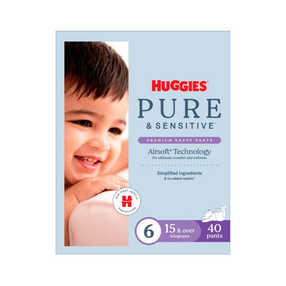 Huggies Pure And Sensitive Nappy Pants Size 6: 40 Pack - 40 Pack