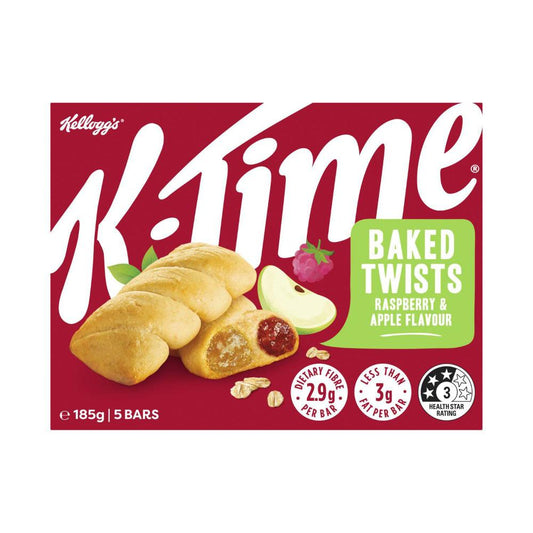 Kellogg's K-time Baked Twists Raspberry & Apple Flavour Filled Snack Bars 5 Pack - 185g