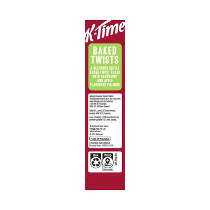 Kellogg's K-time Baked Twists Raspberry & Apple Flavour Filled Snack Bars 5 Pack - 185g