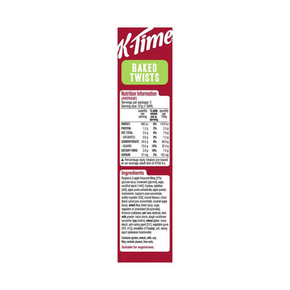 Kellogg's K-time Baked Twists Raspberry & Apple Flavour Filled Snack Bars 5 Pack - 185g